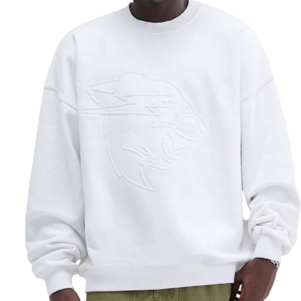 683 NWT MR BEAST EMBOSSED PANTHER CREWNECK SWEATSHIRT - WHITE LARGE